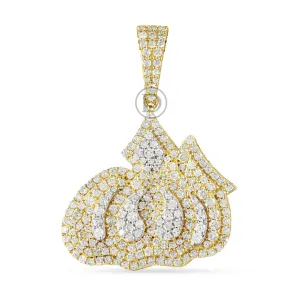 10K Yellow Gold ALLAH Pendant With 2.59CT Diamonds