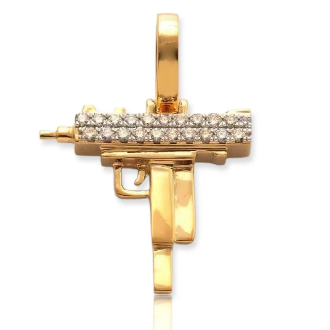 10KY 0.45CTW DIAMOND UZI GUN PENDANT