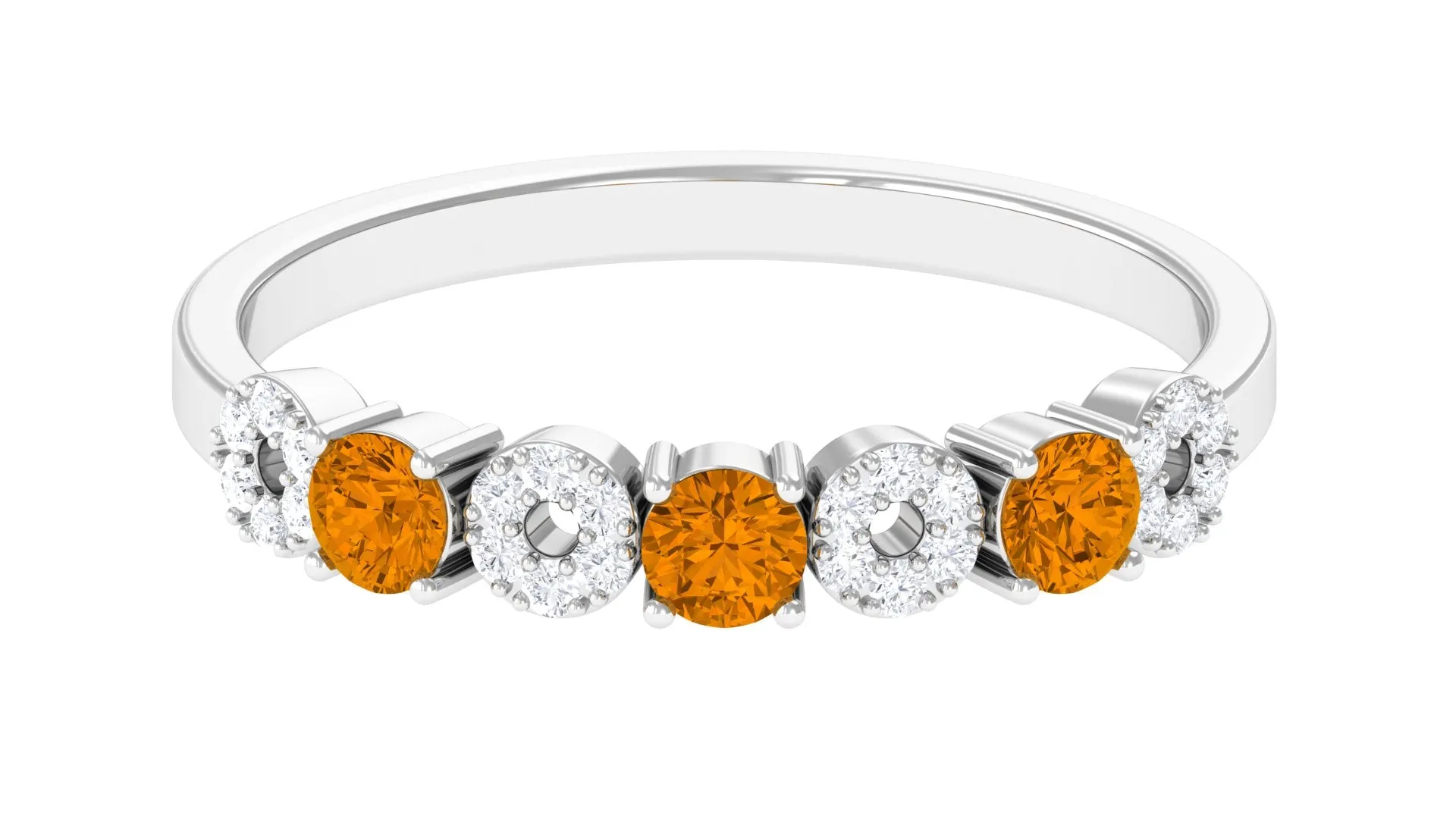 1/2 CT Citrine and Diamond Semi Eternity Ring