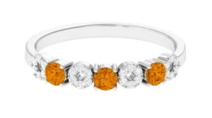 1/2 CT Citrine and Diamond Semi Eternity Ring