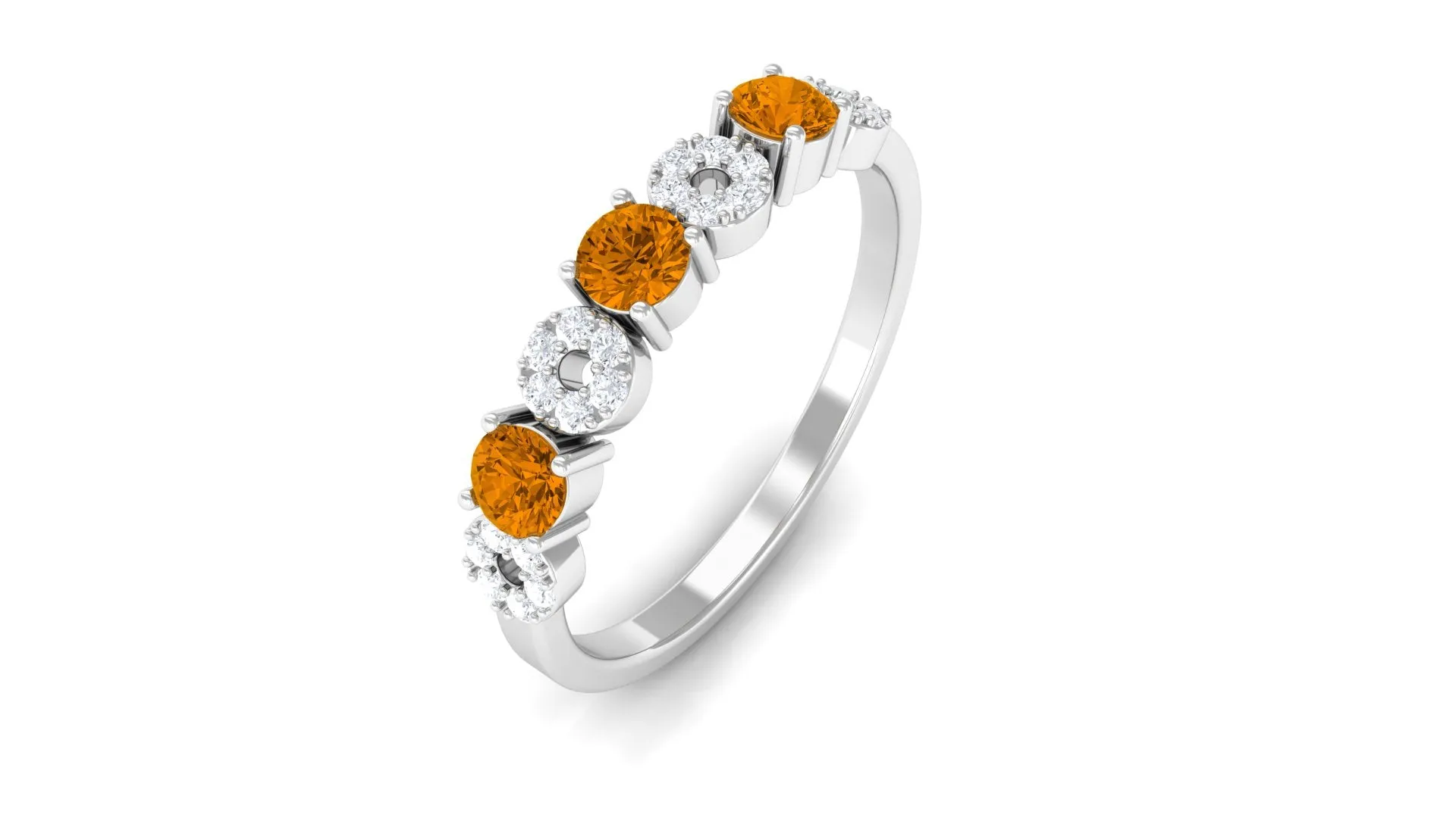 1/2 CT Citrine and Diamond Semi Eternity Ring