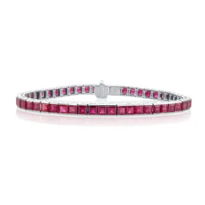 13.35 Carat Ruby Tennis Bracelet set in Platinum