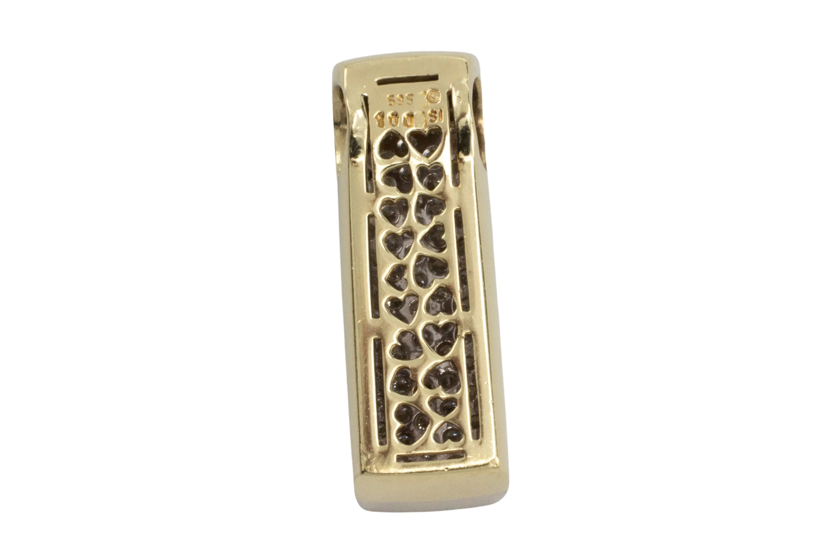 14 carat gold pendant pave set with diamonds