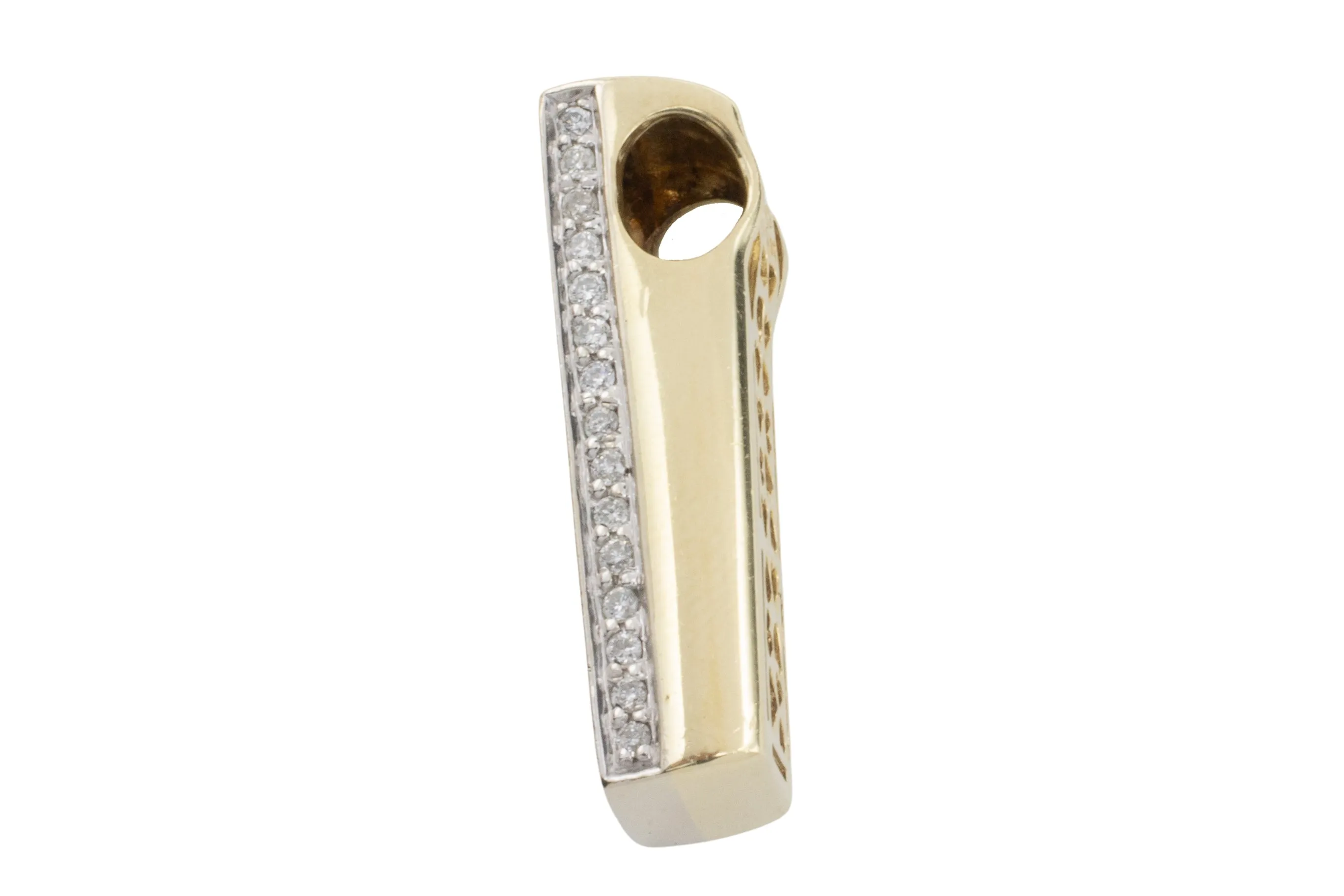 14 carat gold pendant pave set with diamonds