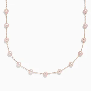 14K Rose Gold Cultured Fresh Water Pearl Necklace