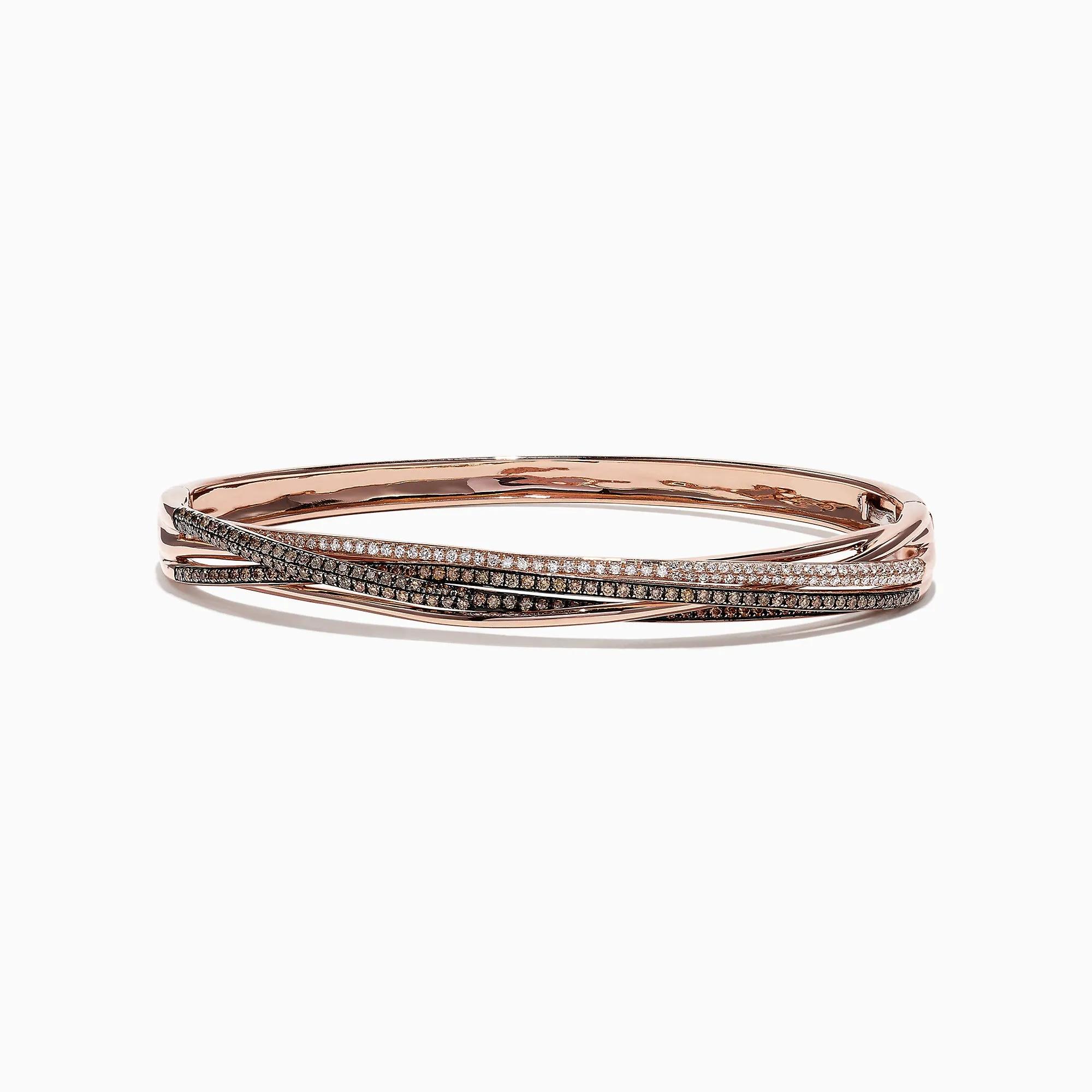 14K Rose Gold Espresso and White Diamond Bangle, 1.26 TCW