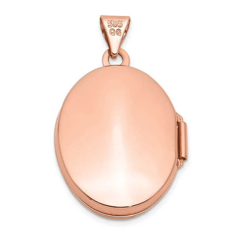 14k Rose Gold Scroll Design 21mm Oval Locket