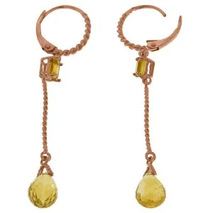 14K Solid Rose Gold Leverback Earrings Citrine Jewelry Series