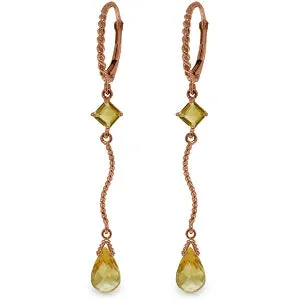 14K Solid Rose Gold Leverback Earrings Citrine Jewelry Series