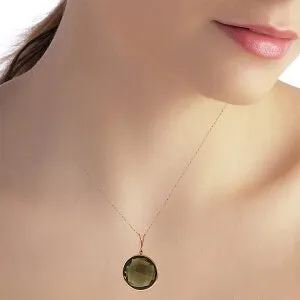 14K Solid Rose Gold Round Smoky Quartz Necklace Certified