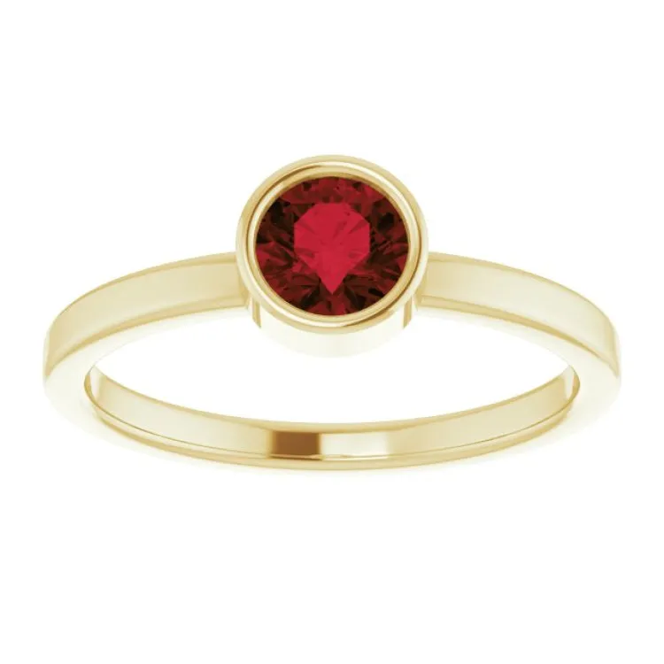 14K Yellow 5 mm Natural Mozambique Garnet Ring