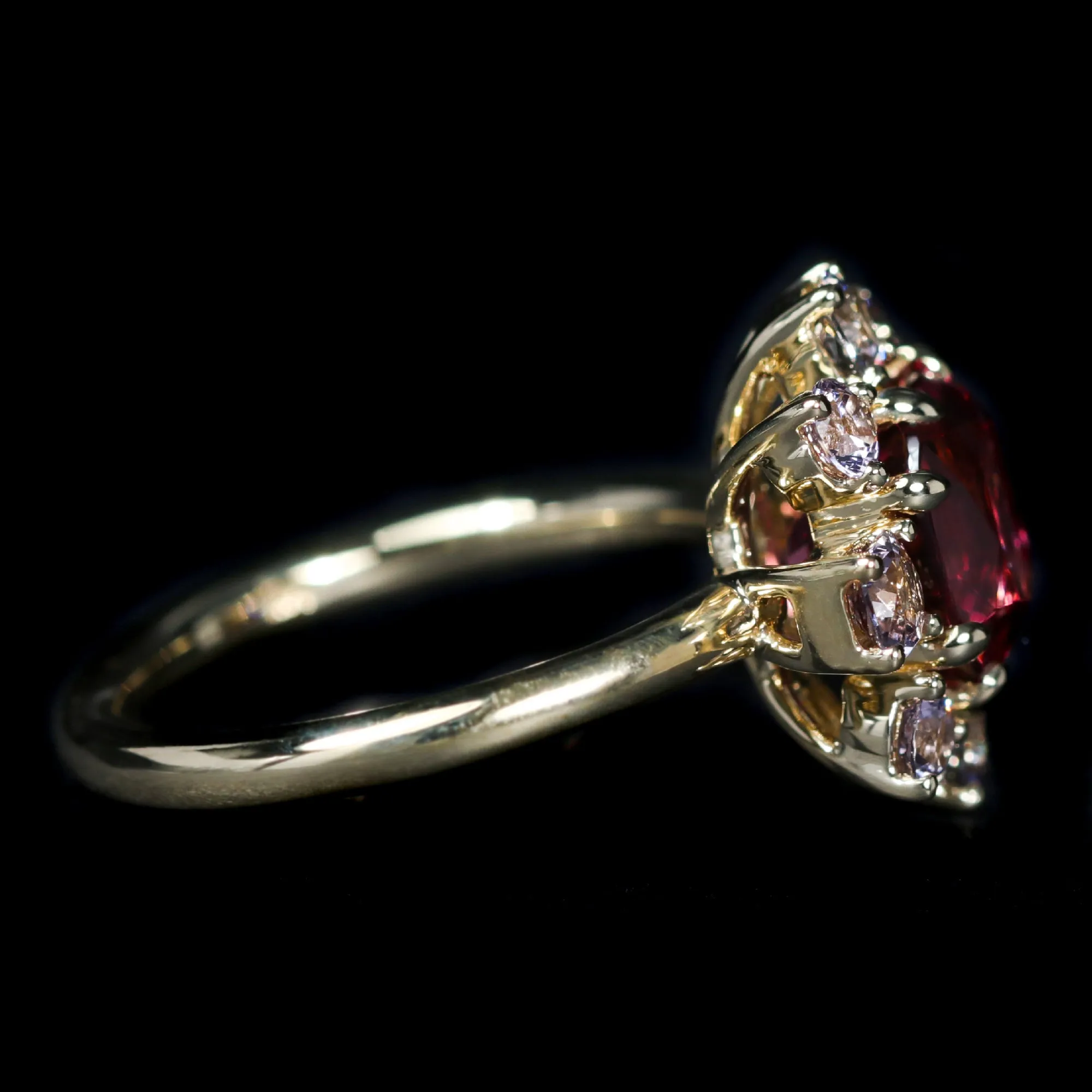 14K Yellow Gold 3.52 Carat Malaya Garnet and Spinel Ring