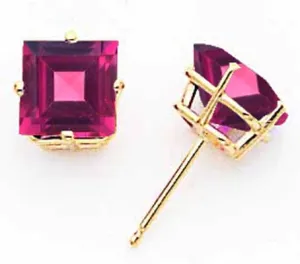 14k Yellow Gold 7MM Princess Cut Rhodalite Garnet