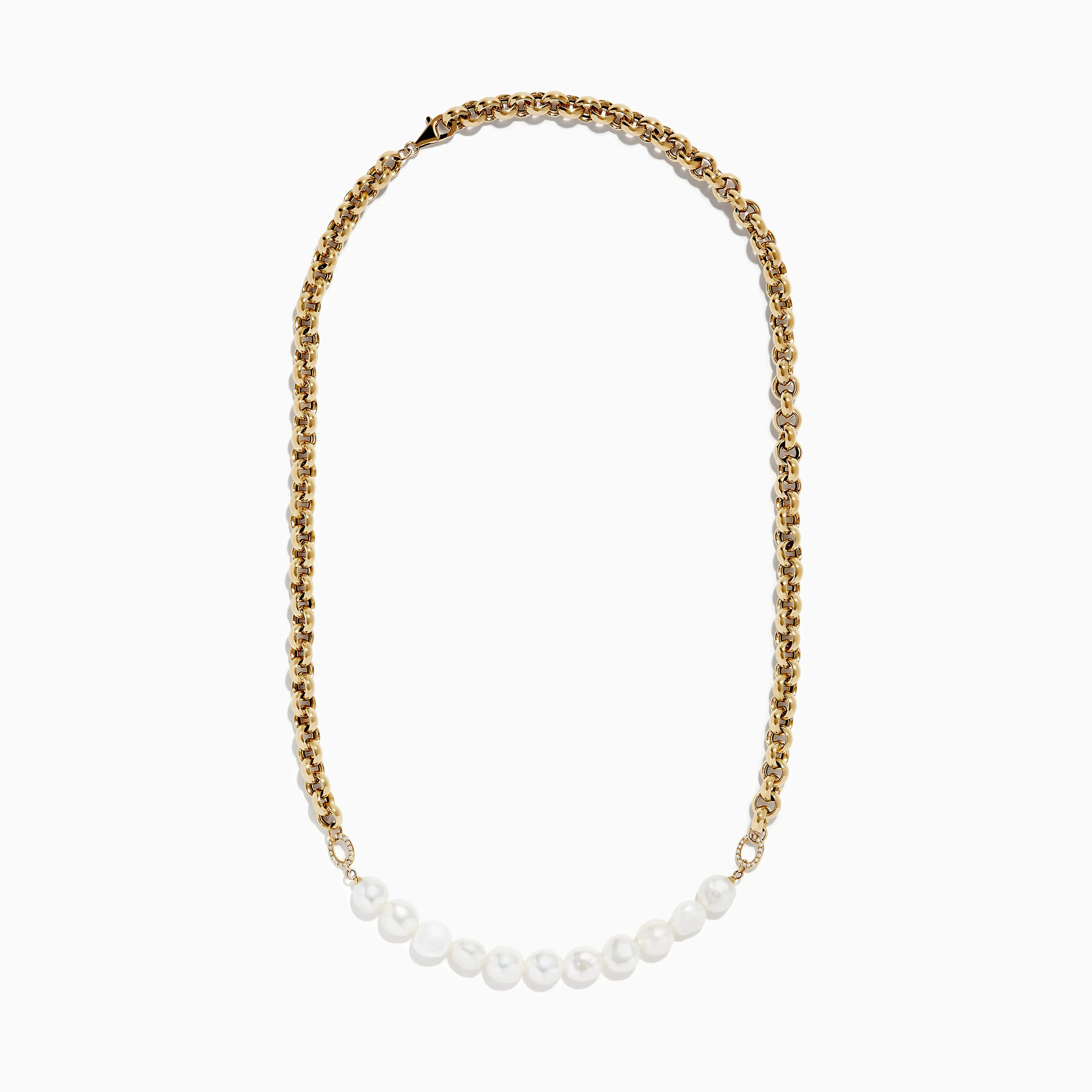 14K Yellow Gold Cultured Fresh Water Pearl &Gold Chain Necklace