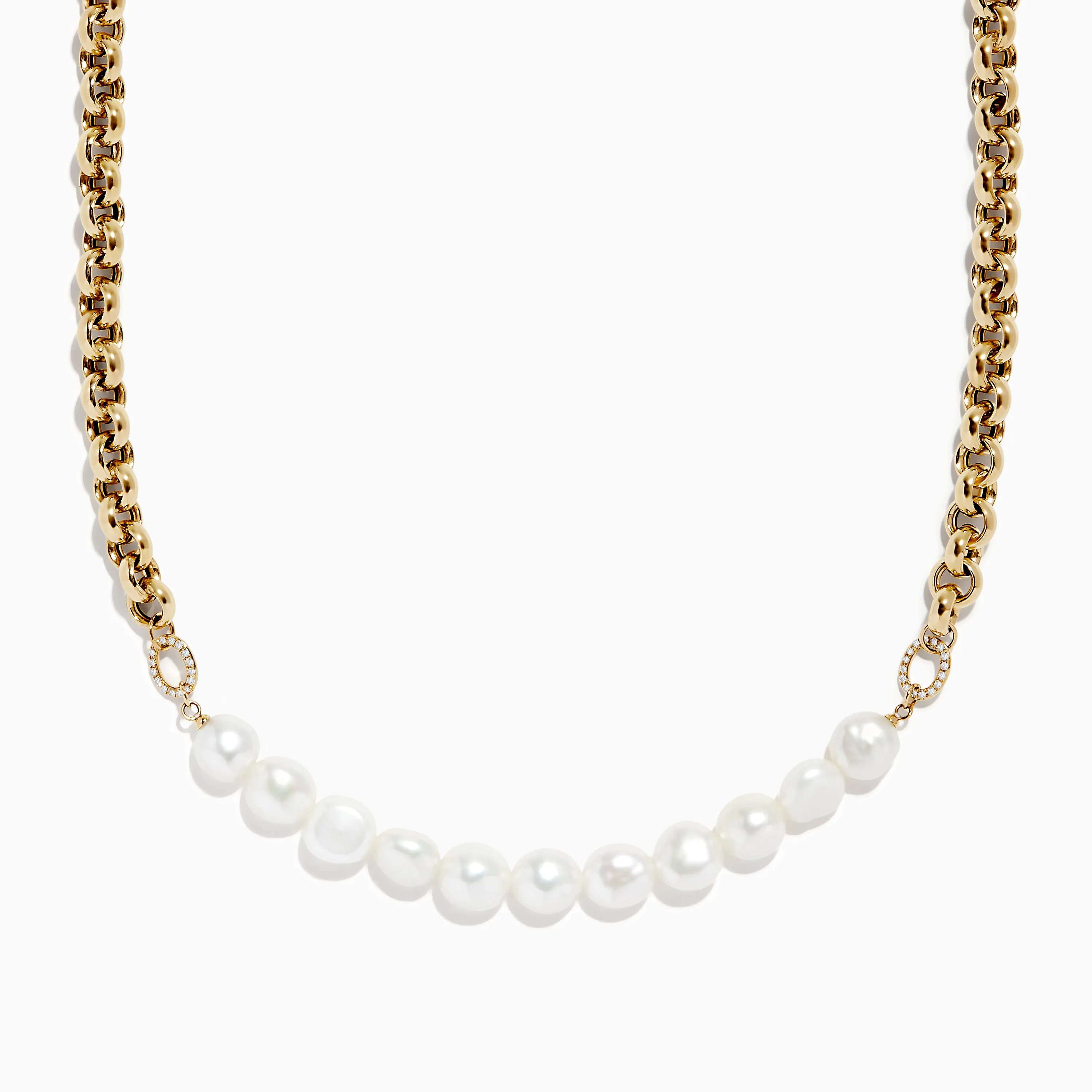 14K Yellow Gold Cultured Fresh Water Pearl &Gold Chain Necklace