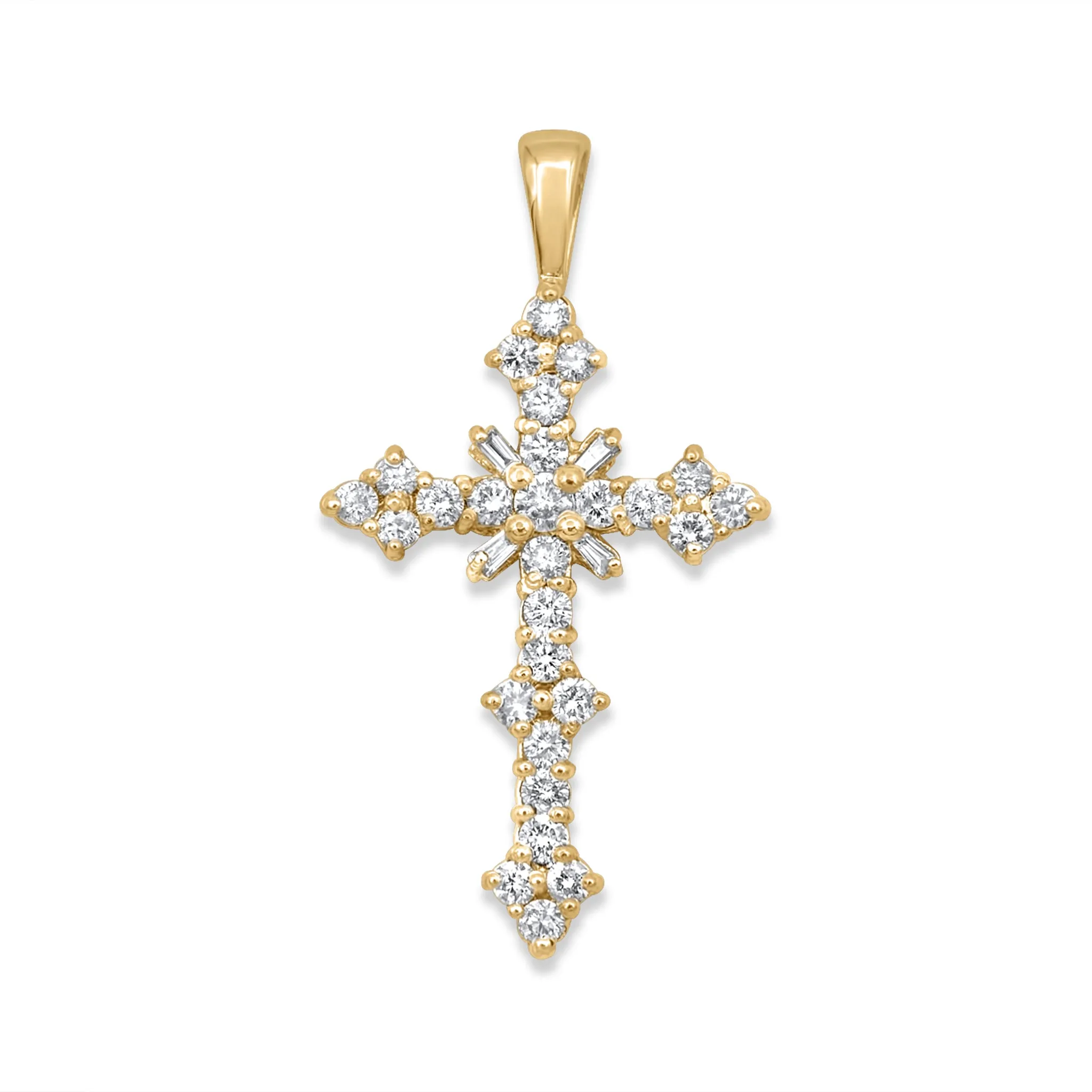 14K Yellow Gold Diamond Cross 1.58ctw