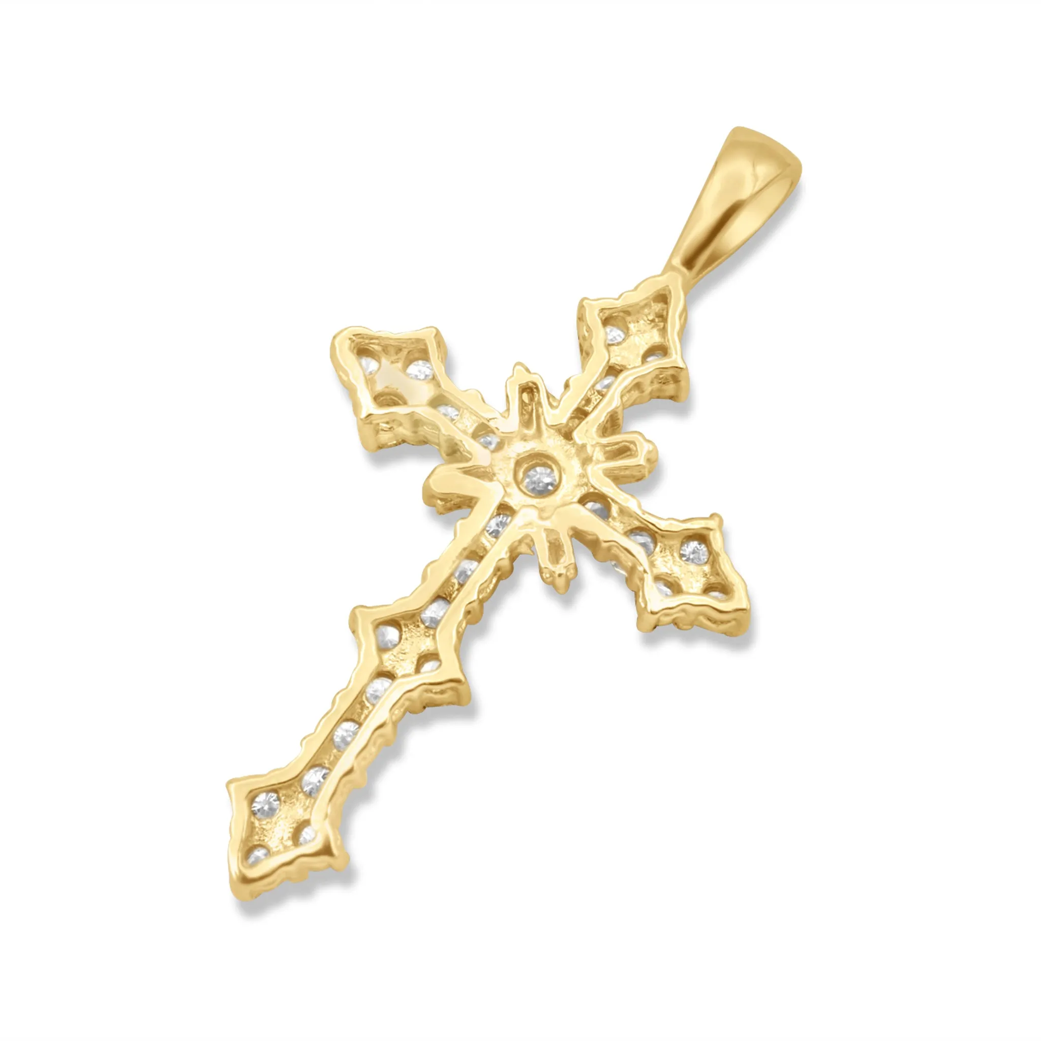 14K Yellow Gold Diamond Cross 1.58ctw