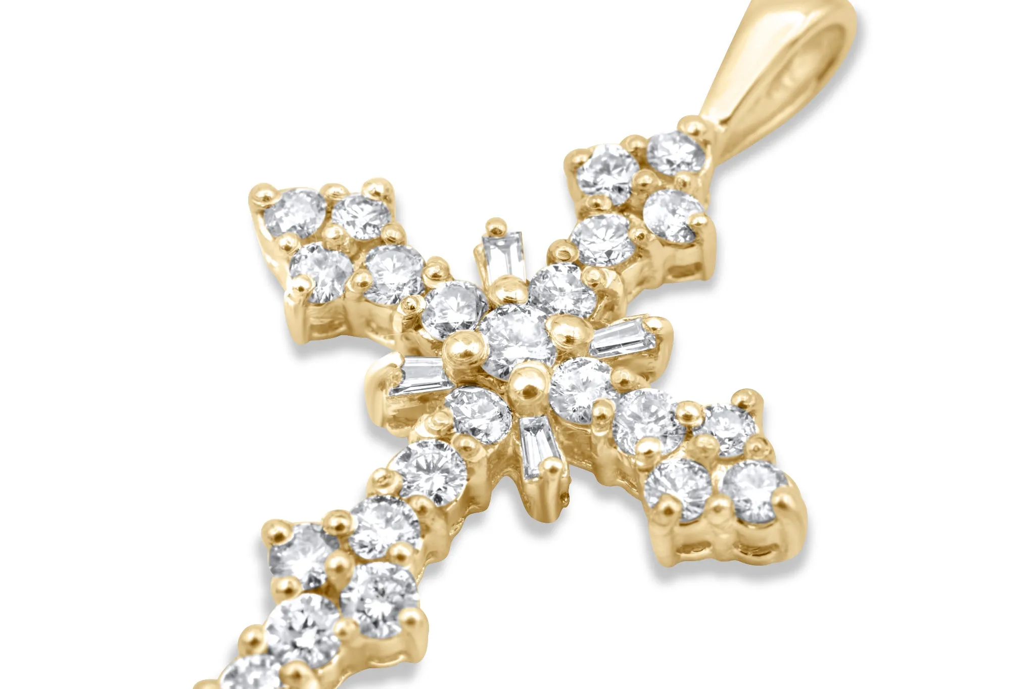 14K Yellow Gold Diamond Cross 1.58ctw