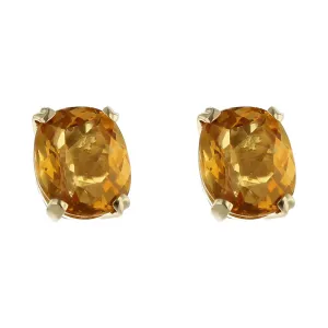 14K Yellow Gold Oval Citrine Stud Earrings