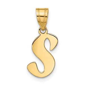 14k Yellow Gold Polished Finish Script Design Letter S Initial Pendant