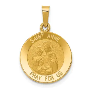 14k Yellow Gold Saint Anne Medal Pendant