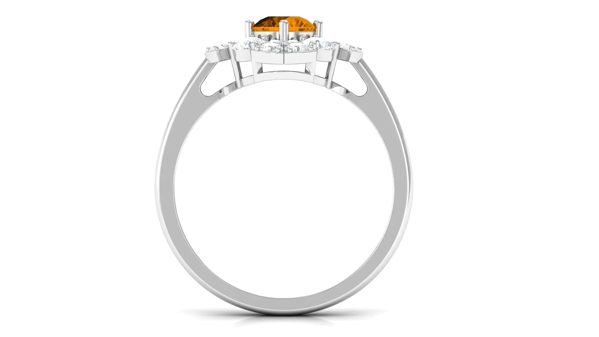 1.50 CT Citrine Flower Engagement Ring with Moissanite Accent