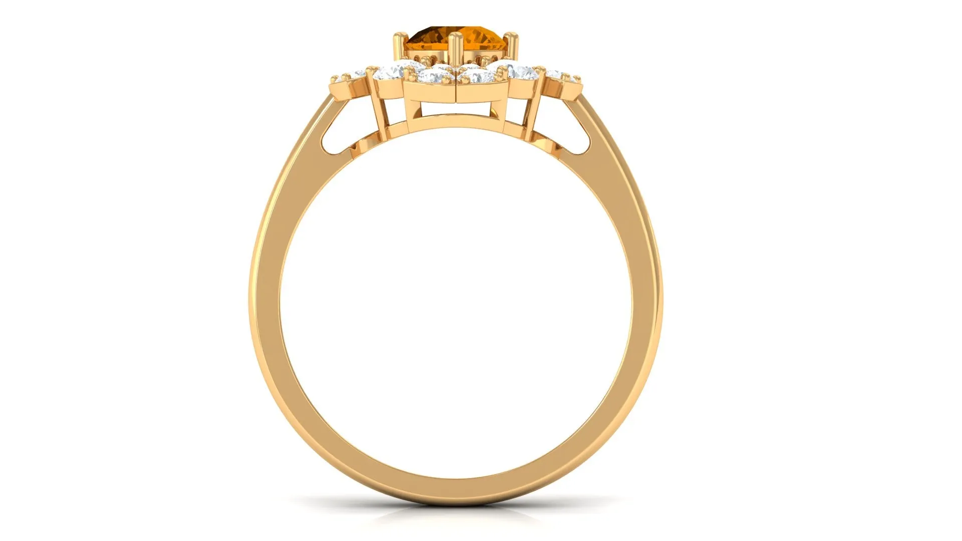 1.50 CT Citrine Flower Engagement Ring with Moissanite Accent