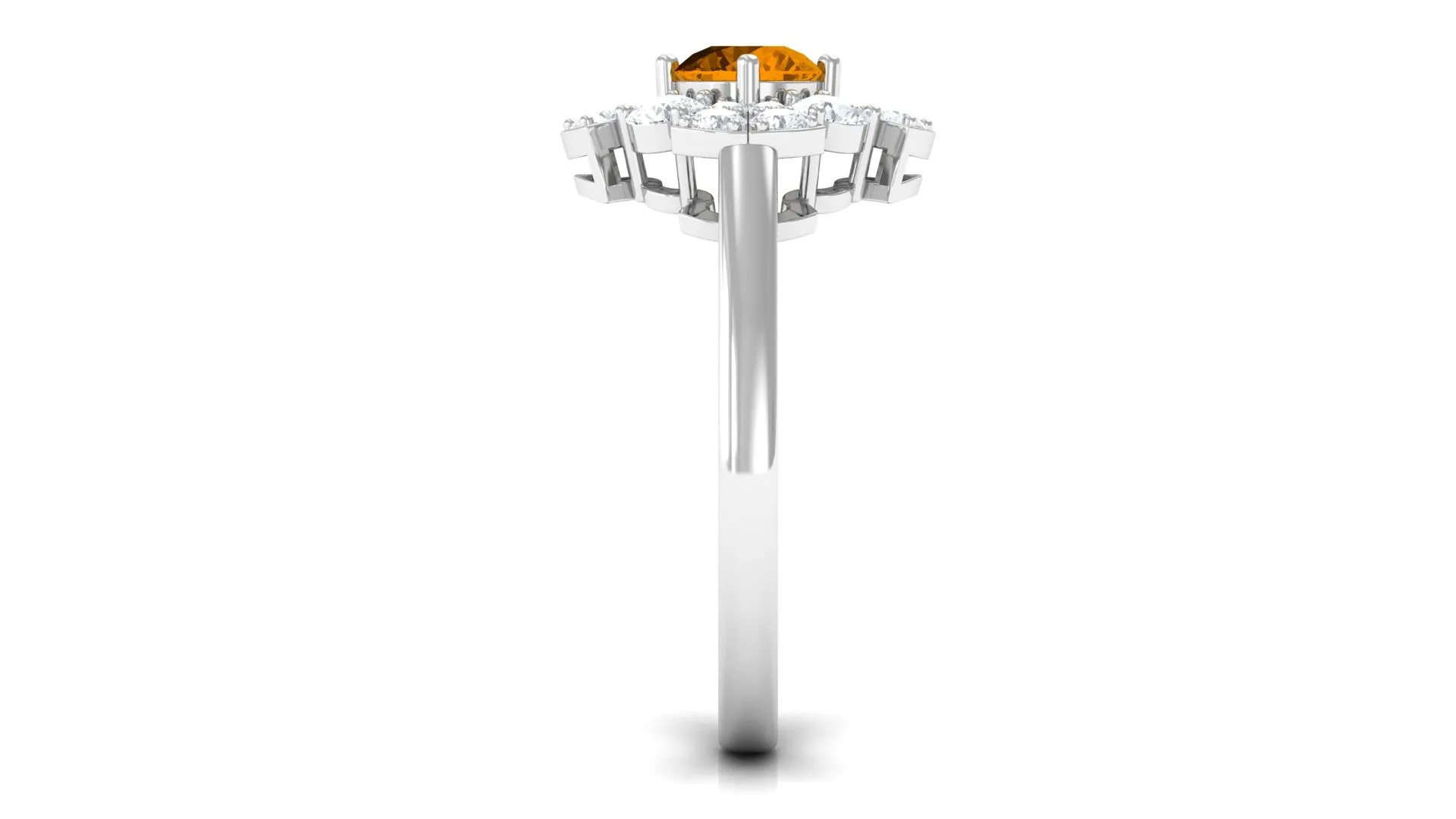 1.50 CT Citrine Flower Engagement Ring with Moissanite Accent