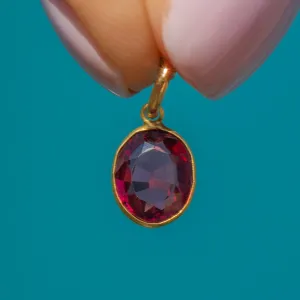 18ct Gold Garnet Bezel Set Round Charm, 0.70ct