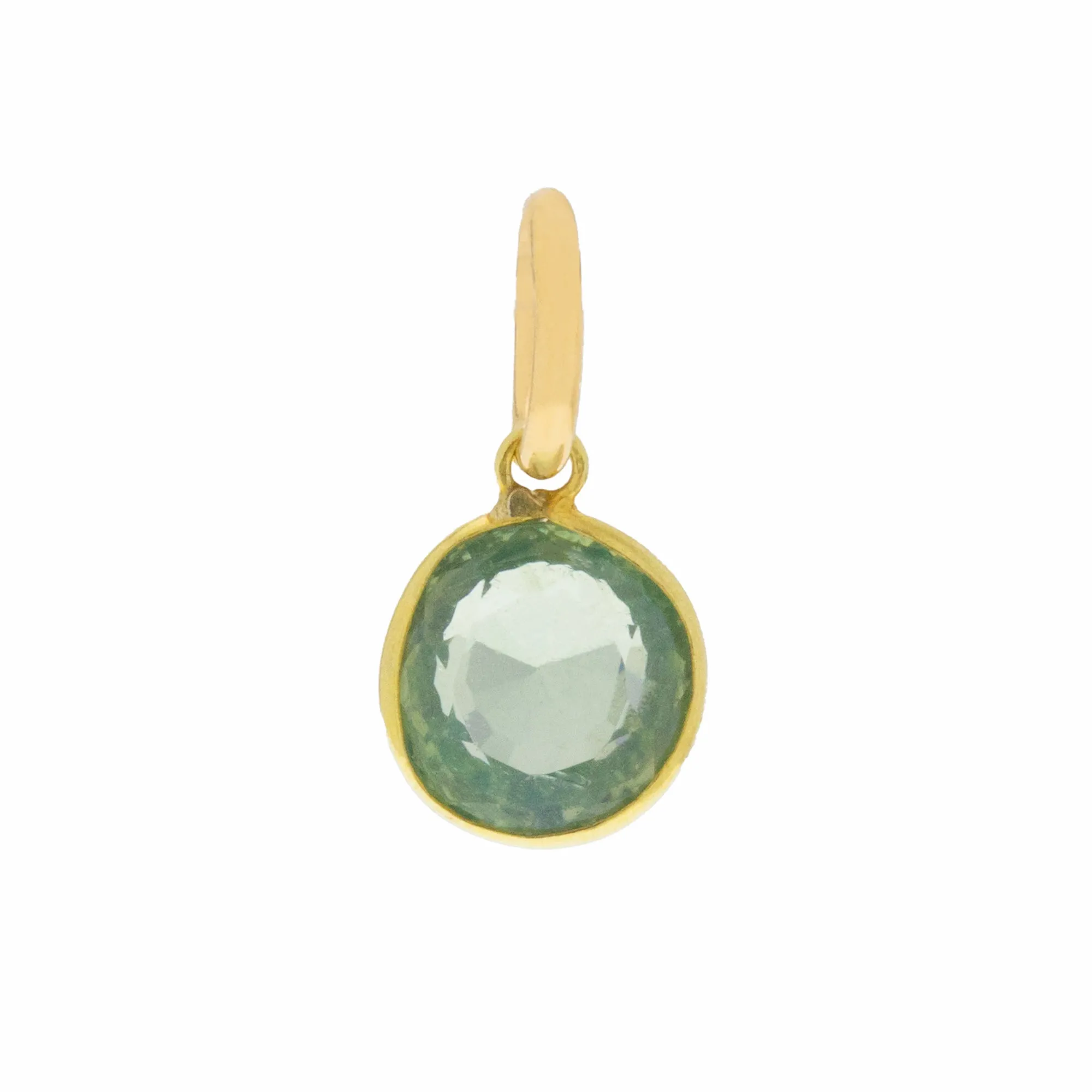 18ct Gold Green Garnet Bezel Set Charm