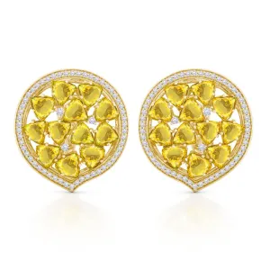 18k Mirage Yellow Gold Earring With 0.67 Cts Vs-Gh Diamonds  And Citrine