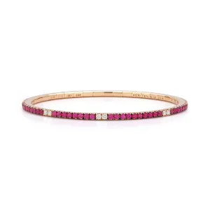 18K Rose Gold Ruby and Diamond Stretch Bracelet