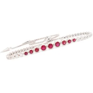 18k White Gold Diamond & Ruby Bollo Bracelet