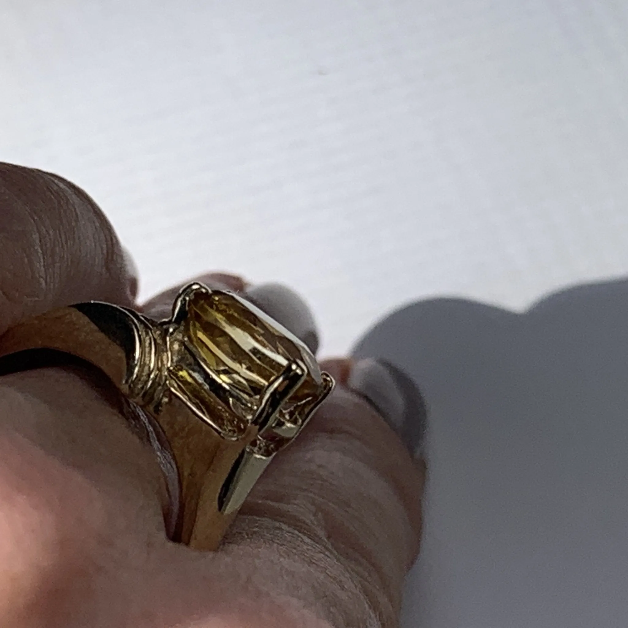 1970s Vintage Citrine Ring in 10K Yellow Gold Setting. November Birthstone in Art Deco Style.