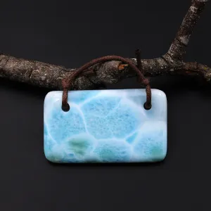 2 Hole Pendant Large Natural Blue Larimar Rectangle Pendant Drilled Genuine Real Blue Larimar Gemstone A1