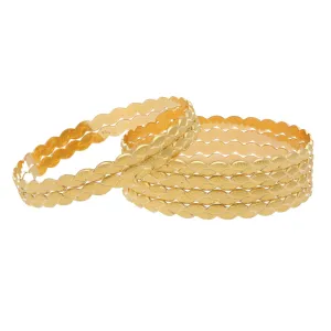 22K Yellow Gold Bangles Set of 6 W/ Grecian Leaf Design