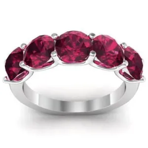 3.00cttw U Prong Garnet Five Stone Band