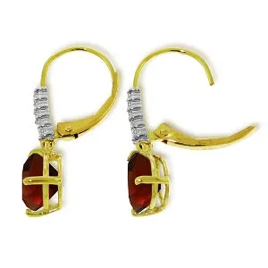 3.15 Carat 14K Solid Yellow Gold Violeta Garnet Diamond Earrings