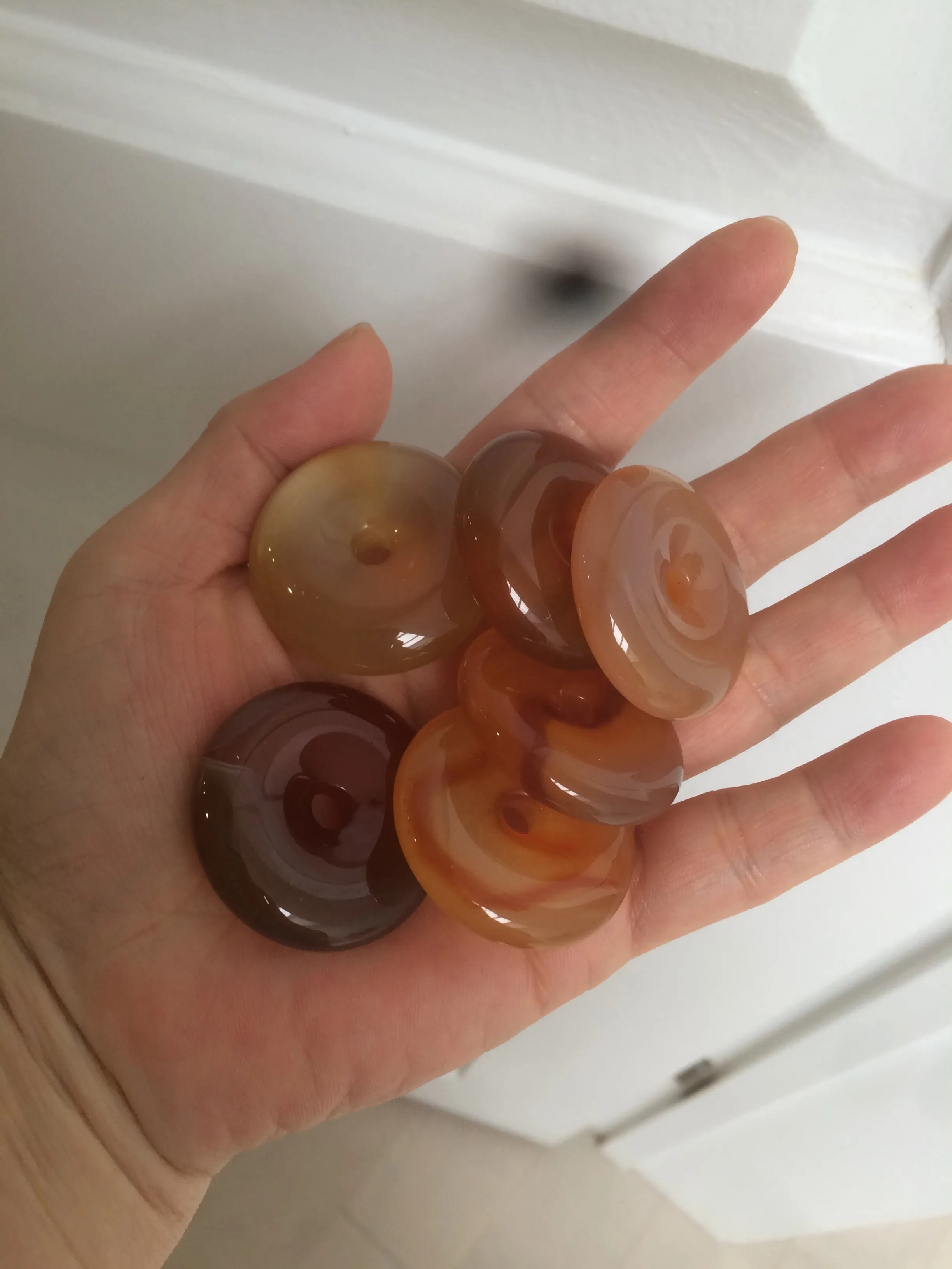 33-34mm 100% natural icy clear red/yellow agate safety guardian donut add-on item SY26