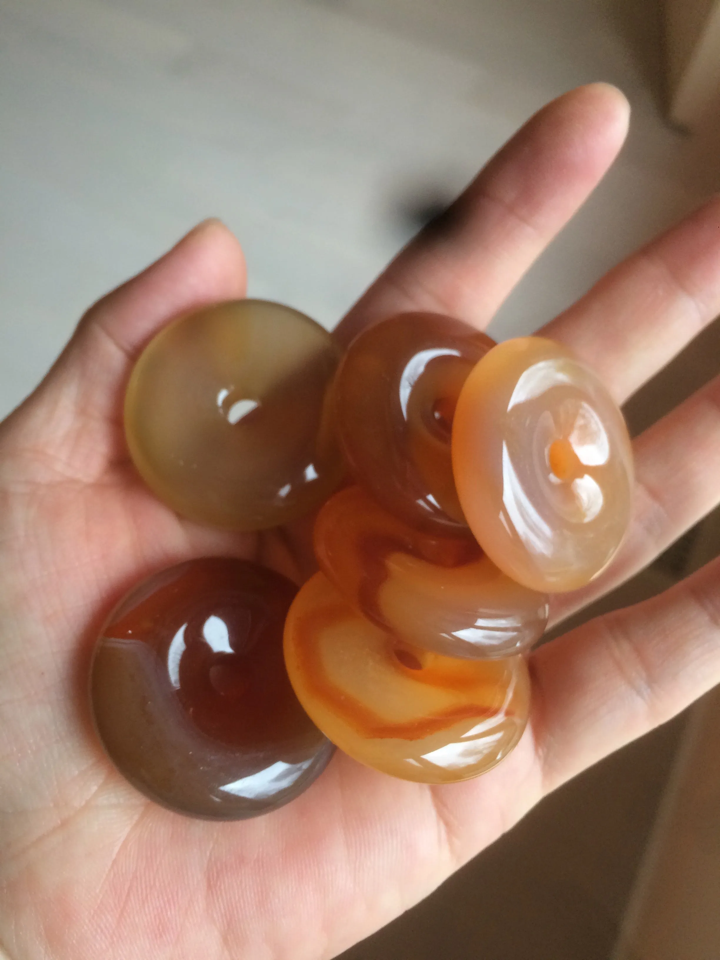 33-34mm 100% natural icy clear red/yellow agate safety guardian donut add-on item SY26