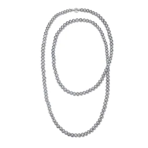 35-Inch Grey Freshwater Pearl Long Strand Necklace