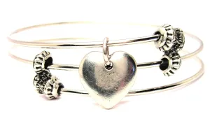 3D Solid Heart Triple Style Expandable Bangle Bracelet