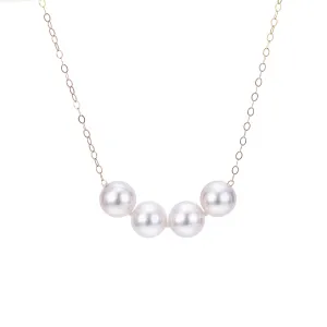 6mm Start-Her Pearl Necklace On 14K Yellow Gold Chain