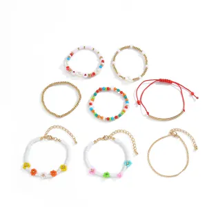 8pcs Flower Beaded Bracelet Set