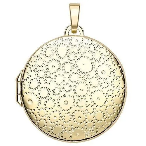 9ct Gold Embossed Round Locket, Vintage Allure, 22mm, 18" Chain, Gift box included