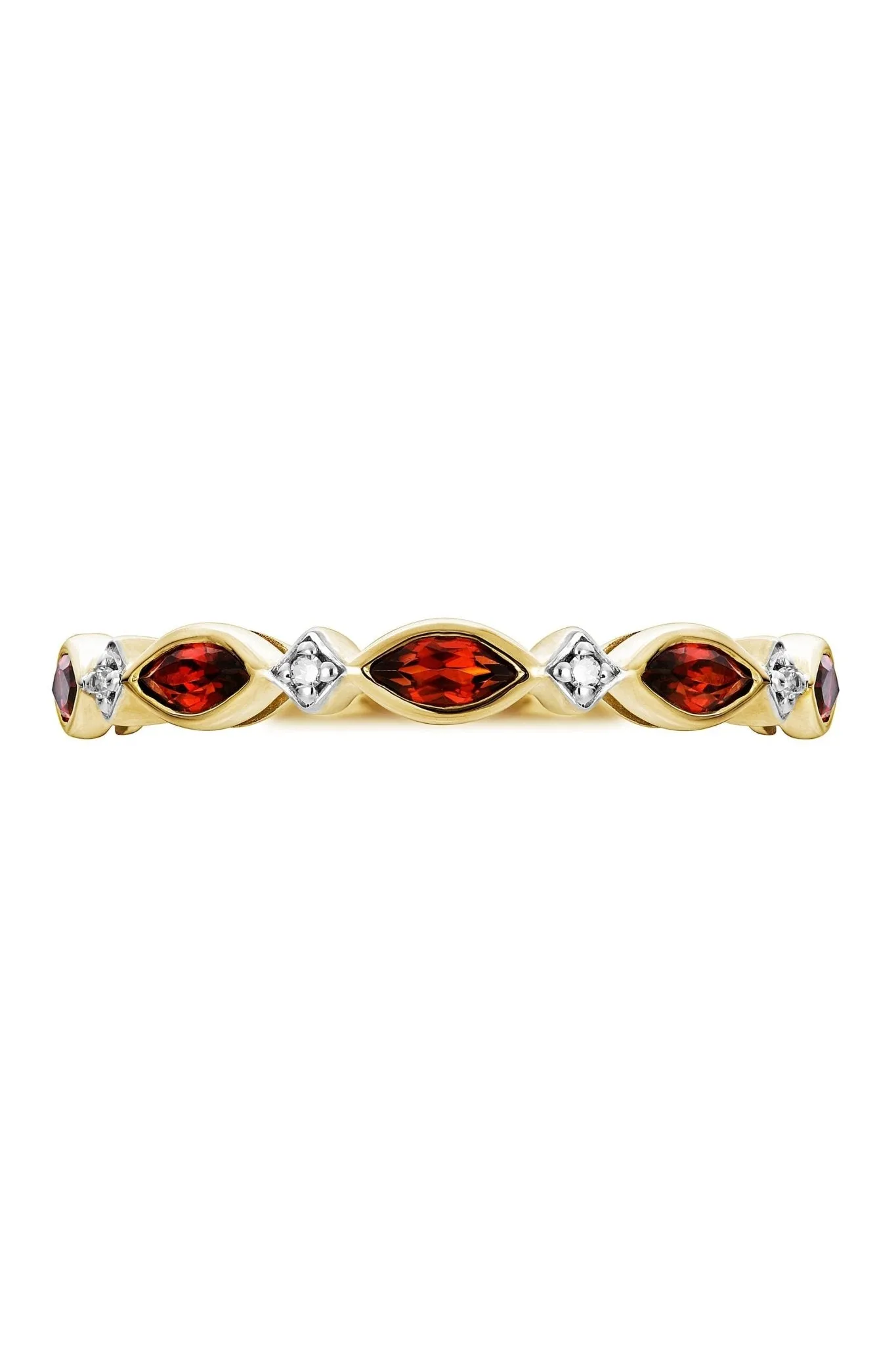 9ct Yellow Gold Garnet and Diamond Ring