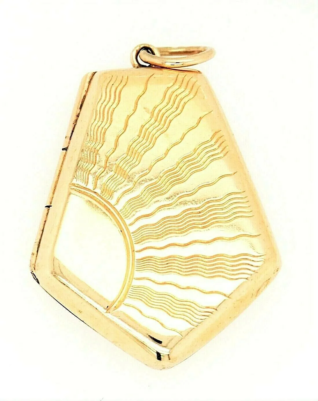 9ct Yellow Gold Photo Locket Pendant with Hand Engraved Front