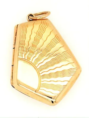 9ct Yellow Gold Photo Locket Pendant with Hand Engraved Front