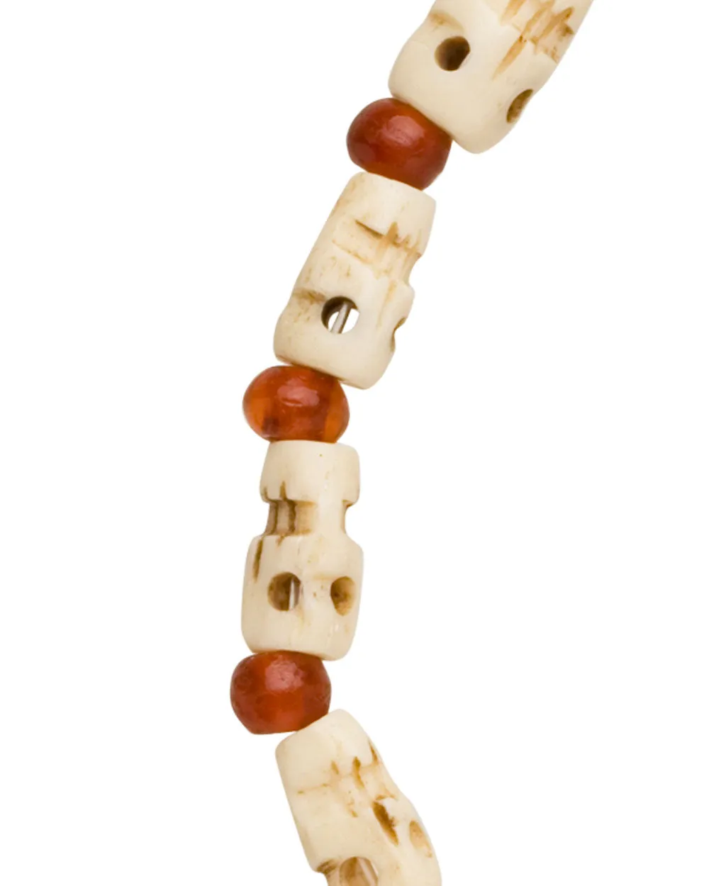 Amber, Horn and Bone Skull Beaded Bracelet