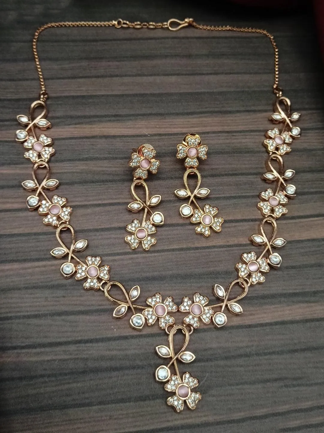 American Diamond Necklace Set With Earrings